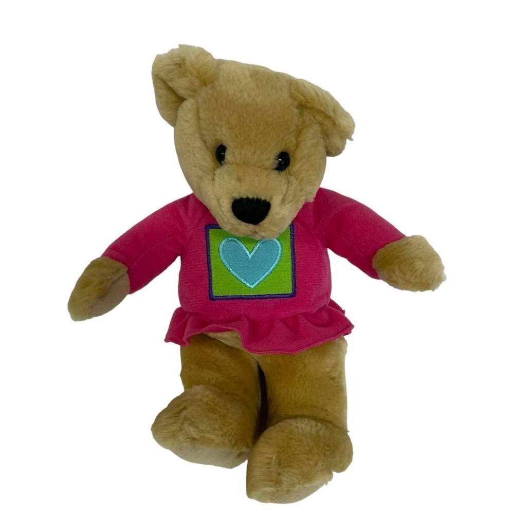 Hallmark Cards Plush Tan Bear Heart Logo Sweater Shirt 10” Stuffed Animal
